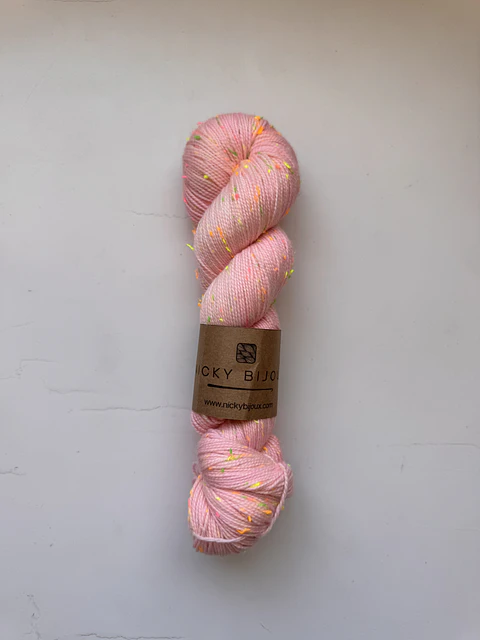 Merino Tweed Flúor Seda - Rosa Pastel