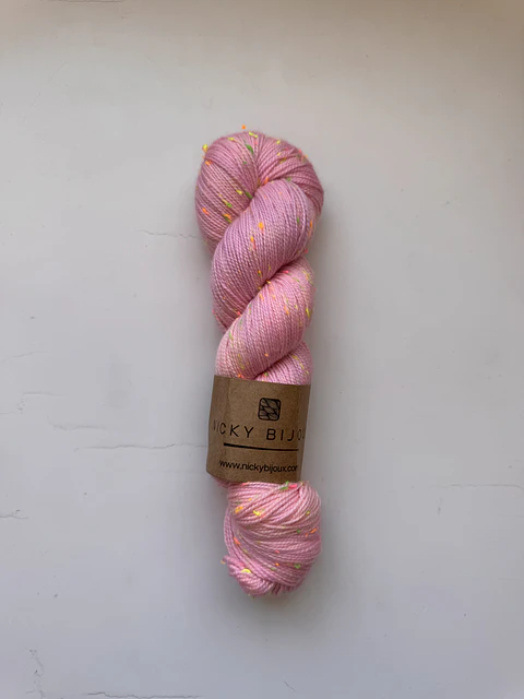 Merino Tweed Flúor Seda - Mora Pastel