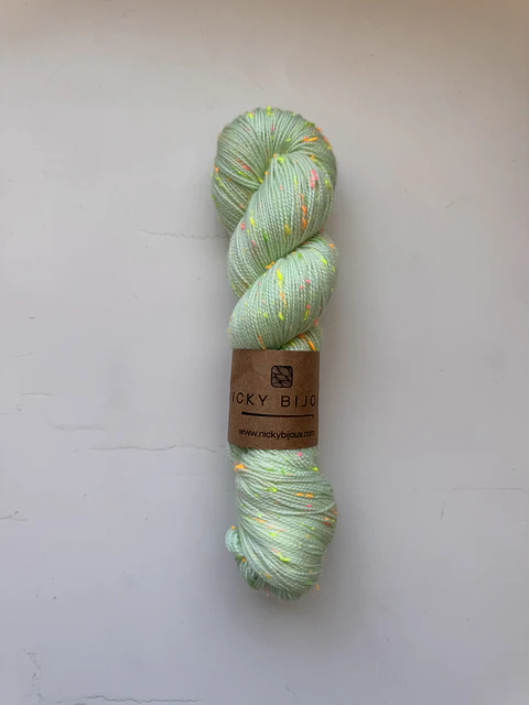 Merino Tweed Seda Flúor - Menta Pastel