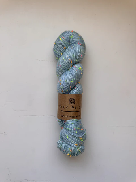 Merino Tweed Flúor Seda - Celeste