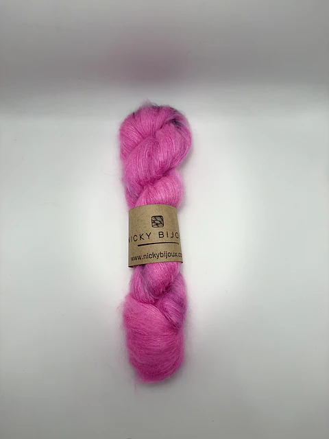 Baby Mohair Seda - Barbie Fluor con Gris (Fluorescente)