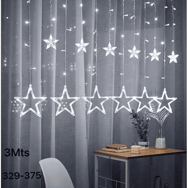 Luz Led Navidad Cascada Estrella Decorativa Adorno 3 Mts  7