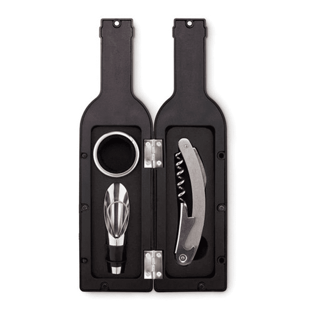 Kit 3 Pcz Sacacorcho Descorchador Estuche Botella Premium 1