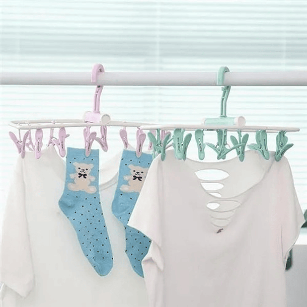 Colgador Tendedero Ropa  Con Pinzas Plastica  17