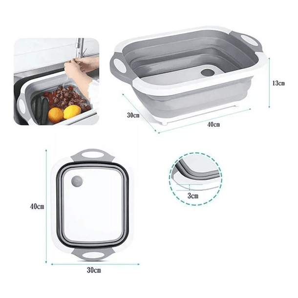 Tabla De Cortar 3 En 1 De Silicona Plegable Drenaje Cocina 3