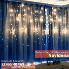 Cortina Guirnalda Estrellas Luz Led Cálida Amarilla Efectos 2