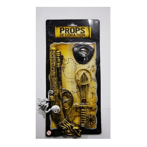 Pack 4: Máscara Calavera Pirata Con Accesorios Halloween 2