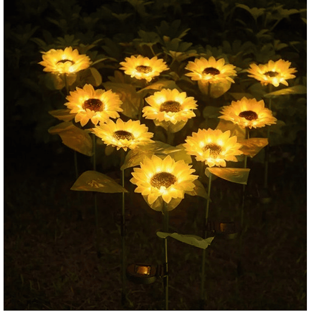 Pack 4 Unidades Girasol Lámpara Solar Jardín Cesped Terraza 4