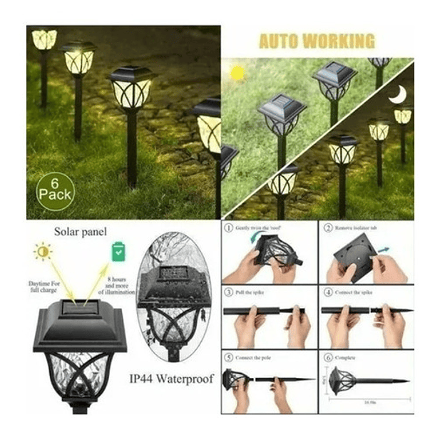 Estaca Solar X6 Lampara De Jardín Led Decoración Exterior 4