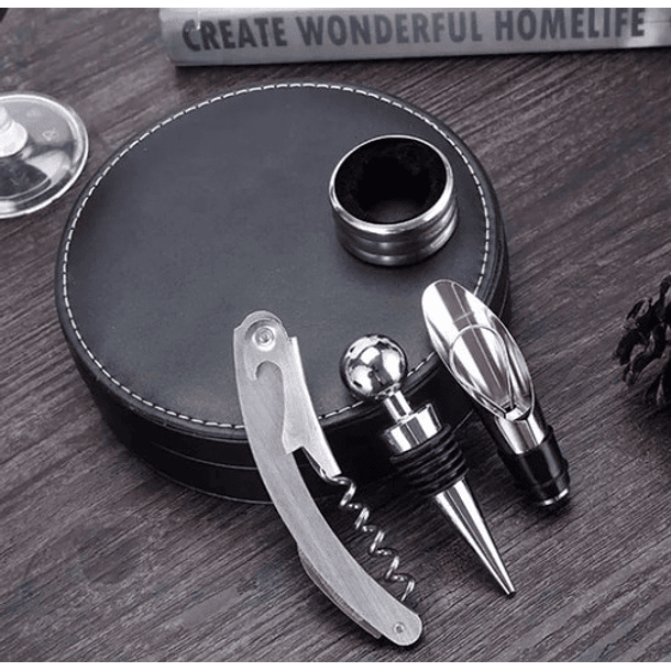 Set Destapador Sacacorchos De Botellas Vino- Circular - 4pcs 2