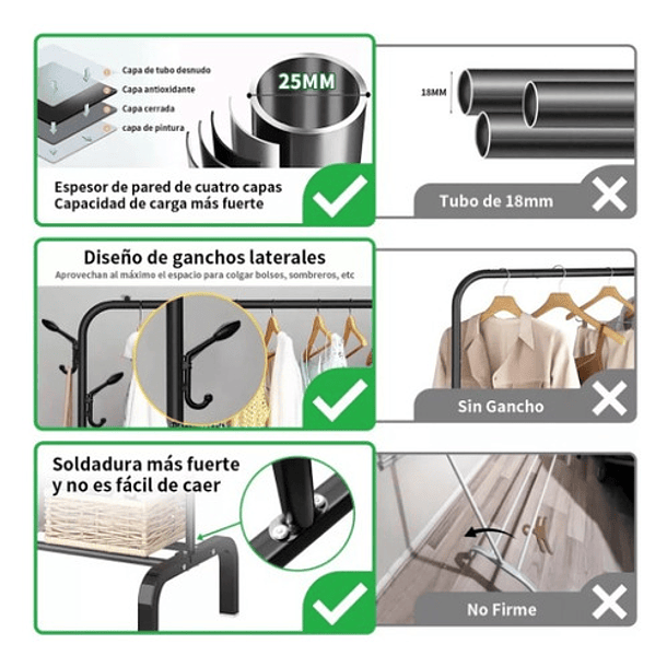 Perchero Exhibidor De Ropa Metálico Resistente 14