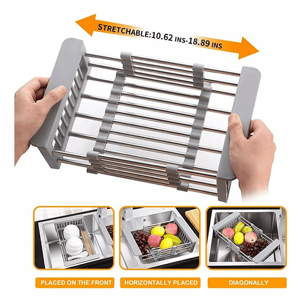 Cesta Canasta Extensible Lavaplatos Escurridor Alimentos   4