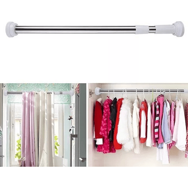 Barra Extensible 110-200cms Cortina De Ducha Acero Cromada 13