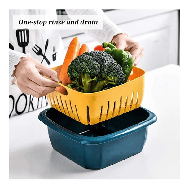 Pote Colador Contenedor Con Tapa 2 En 1 Escurridor 4