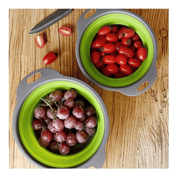 Colador 2 Piezas Plegable Silicona Redondo Cocina 24cm 12