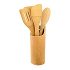 Set Por 4 Utensillos De Cocina  Cucharas De Madera Palo 1