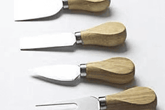 Set Accesorios Cuchillos Para Quesos Mango Madera Acero