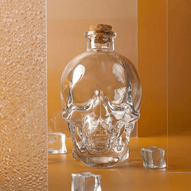 Botella Calavera Vidrio Craneo Vodka Whisky 750 Ml 8