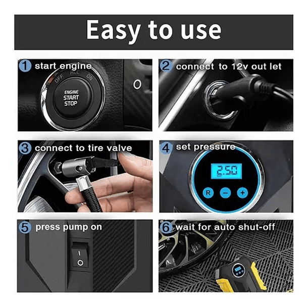 Compresor Inflador De Neumaticos Compresor Aire Portatil 4