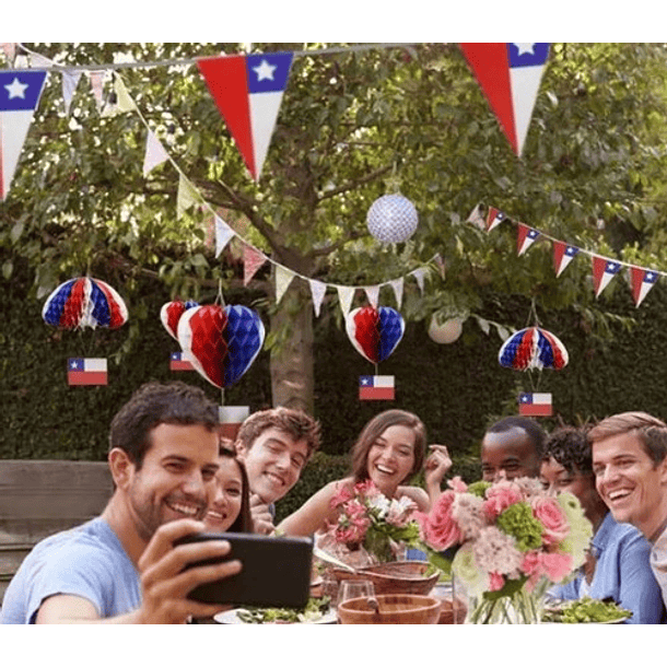 Set 6 Adornos Redondo Tricolor Chile Fiestas Patrias 3