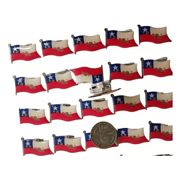  25 Piocha Pin Bandera Chile Goma Con Luz Led Boton Fiestas 1