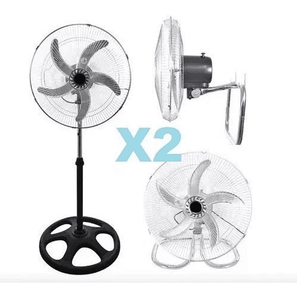 Pack 2 Ventilador Industrial Metalico 18 Alta Potencia 3 En1 1