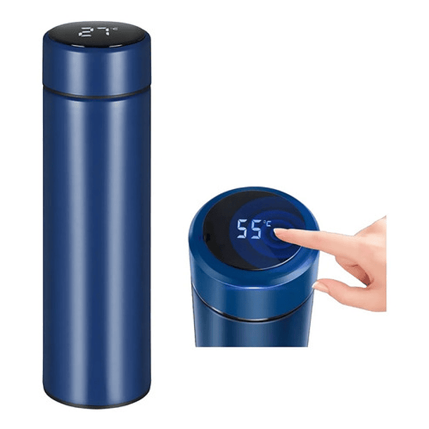 Termo Inteligente Azul Vaso Mug Termico Sensor Digital Tactil 500ml  1