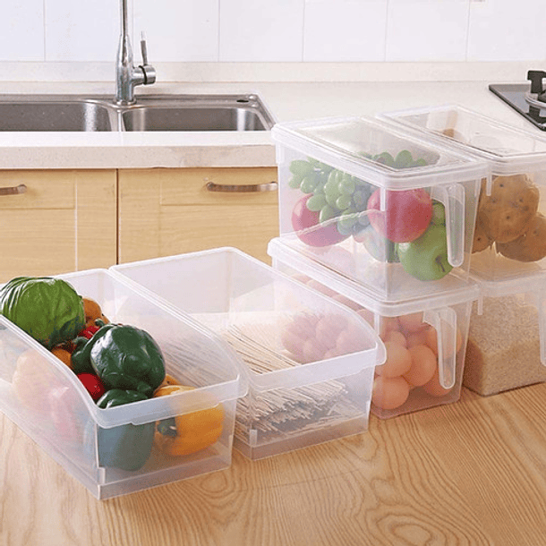 Caja Organizadora Para Refrigerador Con Tapa Y Mango - Cukin Color Transparente 7