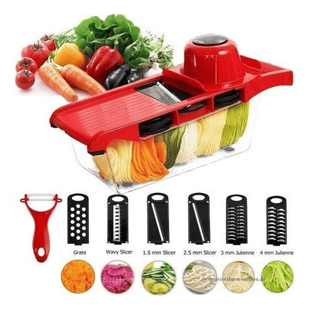 Rallador Rebanador 6 En 1 Frutas Verduras Papas Mandolina 1