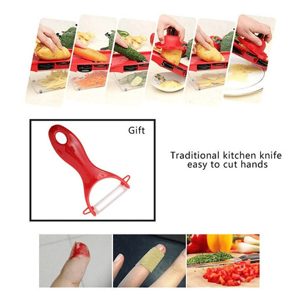 Rallador Rebanador 6 En 1 Frutas Verduras Papas Mandolina 6