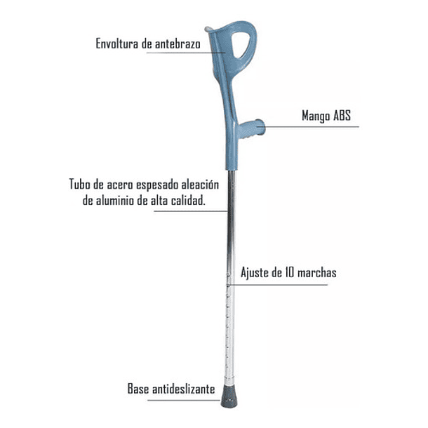 2 Bastón Muleta Canadiense Regulable En Altura Color Plateado 4