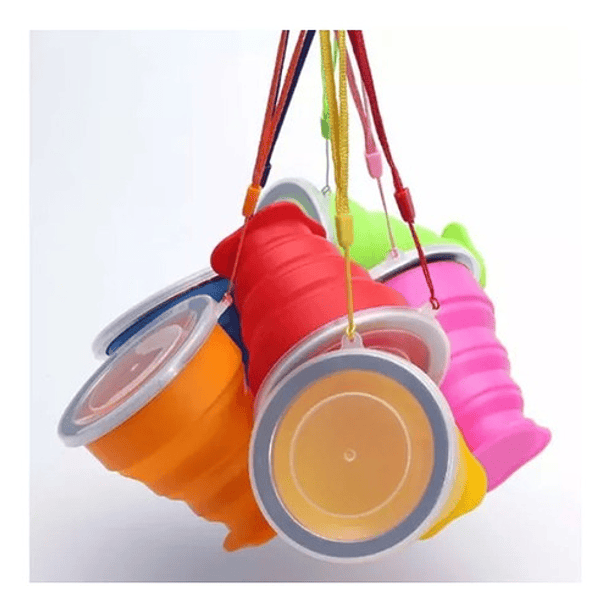 Vaso Portátil Plegable De Silicona Tapa Para Camping Viajes 12