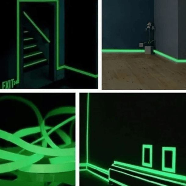 Cinta Adhesiva Luminosa Fluorescente Brilla En La Oscuridad 2