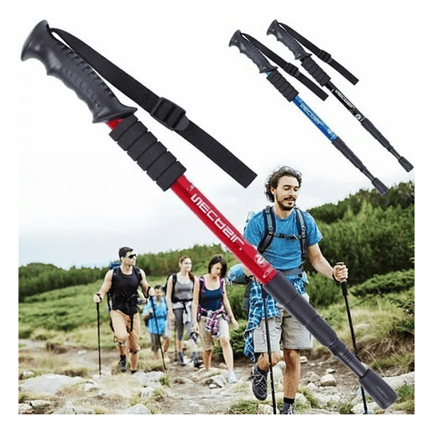 1 Bastón Plegable Ligero Senderismo Treking Caminar Escalar Color Rojo 1
