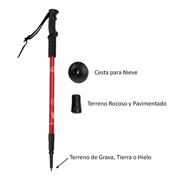 1 Bastón Plegable Ligero Senderismo Treking Caminar Escalar Color Rojo 7