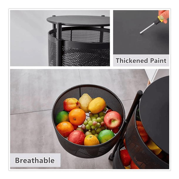 Estante Giratorio Organizador Verdulero Frutero Metal 3 Piso 4