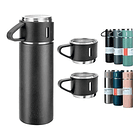 Set Termo Vaso Térmico Acero Inox 500ml + 3 Tazas Tapa X L 1