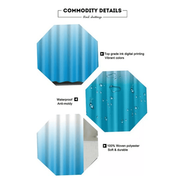 Cortina + Forro De Baño Ducha Impermeable 180x180cm 4
