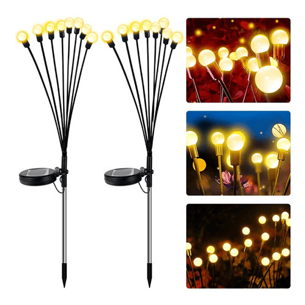Luces Solares Led Jardin Exterior Ramo Bombillas Estaca Color Negro 1