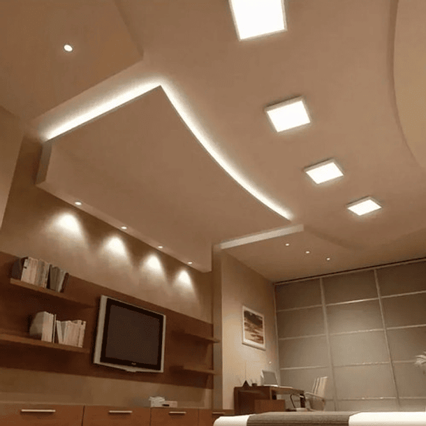 Foco Panel Led Plafon  Cuadrado 24w Luz Cálida Color Blanco 8