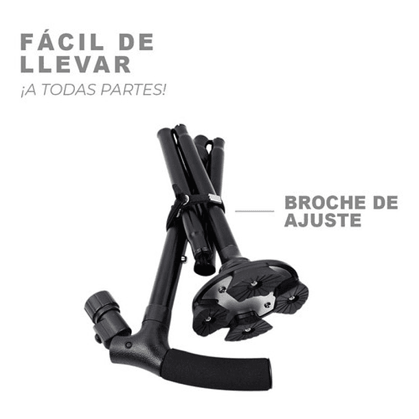 Bastón Ortopédico Plegable De Aluminio Con Lámpara Ajustable Color Negro 6