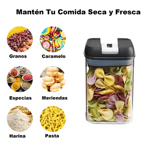 Set De 7 Contenedores Hermeticos De Plastico Cocina Despensa Negro 4