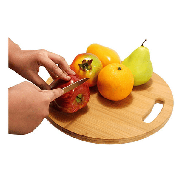 Tabla Para Picar Y Cortar De Madera Circular Enchapada 30cm Liso 2