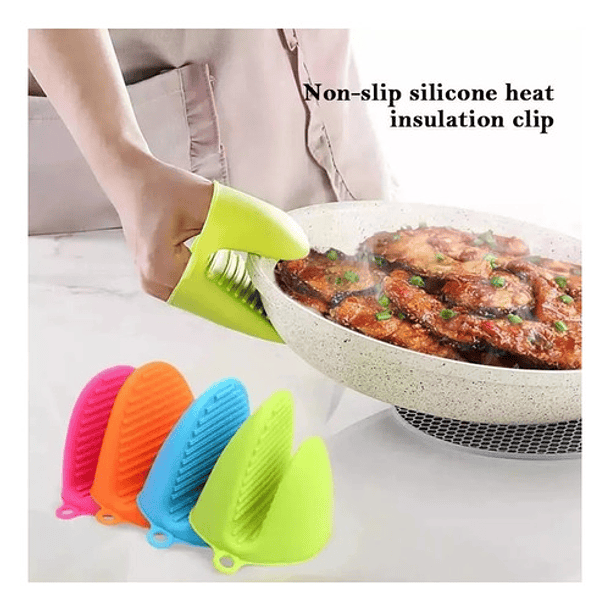 2 Guantes Para Horno Toma Olla Protector De Silicona Cocina 5