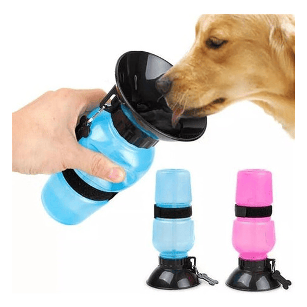 Bebedero Agua Mascota Taza Hidratación Paseo 500ml Azul 1