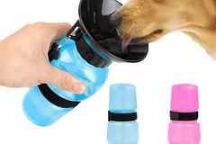 Bebedero Agua Mascota Taza Hidratación Paseo 500ml Azul