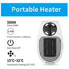 Mini Calentador Portátil Eléctrico Pared 400w Control Blanco 2