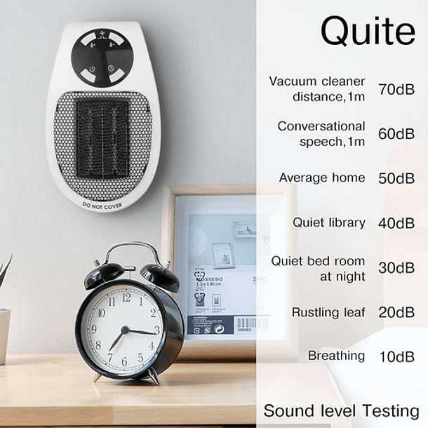 Mini Calentador Portátil Eléctrico Pared 400w Control Blanco 5