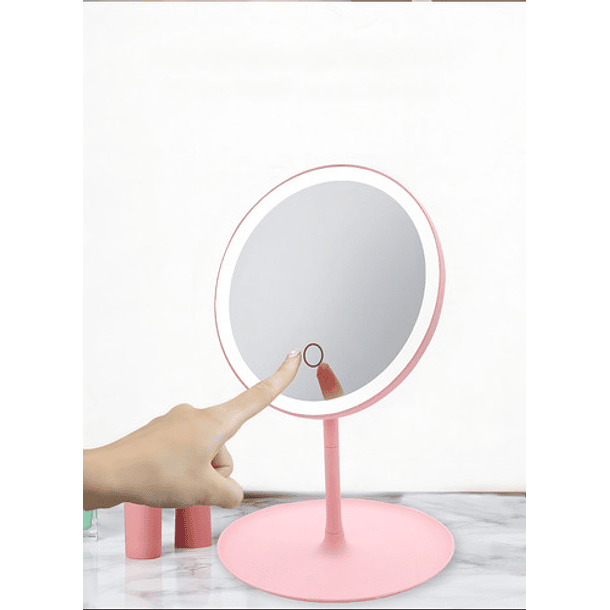 Espejo Con Luz Led Maquillaje Plegable Redondo Recargable 4