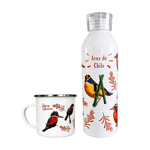 Pack Aves de Chile: Tazón Enlozado + Botella 750ml